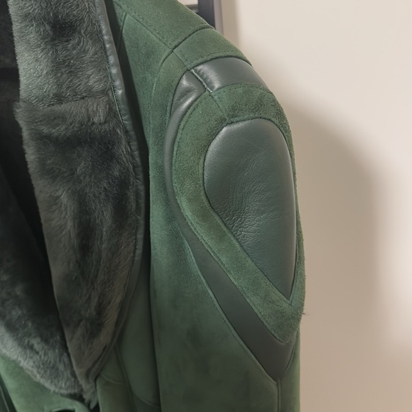 GREEN LEATHER AND SUEDE FUR JACKET - Picture 4 of 10
